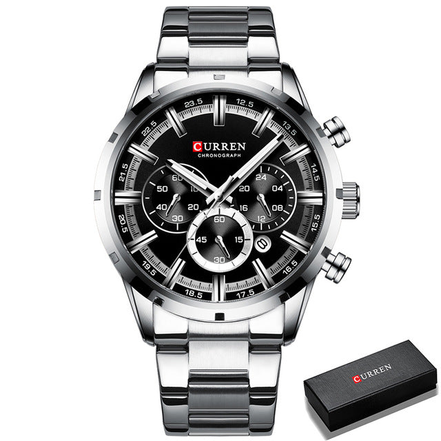 Reloj CURREN para hombre, marca superior, relojes deportivos de cuarzo de lujo para hombre, reloj de pulsera cronógrafo resistente al agua de acero completo, reloj Masculino