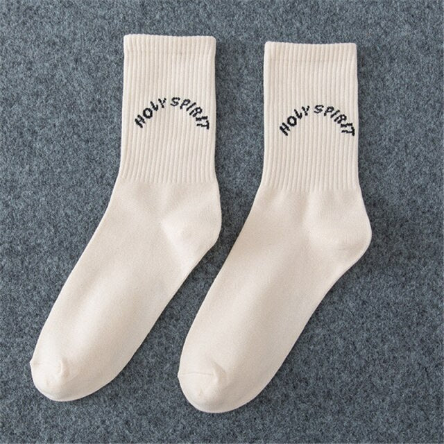 Fashion Men Medium Socks Boardtastic Skateboarding Black White Sports Harajuku Kanye West Hip Hop Cotton Tube Socks