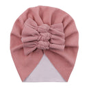 Boutique Faux Cashmere Baby Hat Warm Autumn Winter Beanies Solid Bow Topknot Bonnet Infant Boys Girls Caps New Turban Headwraps