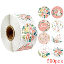 50–500 Stück, 8 Arten, Danke, Aufkleber für Siegeletiketten, rund, mehrfarbig, mit Blumenetiketten, Aufkleber, handgemachtes Angebot, Schreibwaren-Aufkleber