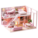 Ensamblar DIY casa de madera casa de muñecas kit casas de muñecas en miniatura de madera casa de muñecas en miniatura juguetes con muebles luces LED regalo