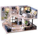 Ensamblar DIY casa de madera casa de muñecas kit casas de muñecas en miniatura de madera casa de muñecas en miniatura juguetes con muebles luces LED regalo