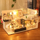 Ensamblar DIY casa de madera casa de muñecas kit casas de muñecas en miniatura de madera casa de muñecas en miniatura juguetes con muebles luces LED regalo