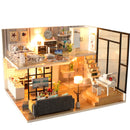 Ensamblar DIY casa de madera casa de muñecas kit casas de muñecas en miniatura de madera casa de muñecas en miniatura juguetes con muebles luces LED regalo