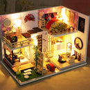 Ensamblar DIY casa de madera casa de muñecas kit casas de muñecas en miniatura de madera casa de muñecas en miniatura juguetes con muebles luces LED regalo