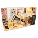 Ensamblar DIY casa de madera casa de muñecas kit casas de muñecas en miniatura de madera casa de muñecas en miniatura juguetes con muebles luces LED regalo