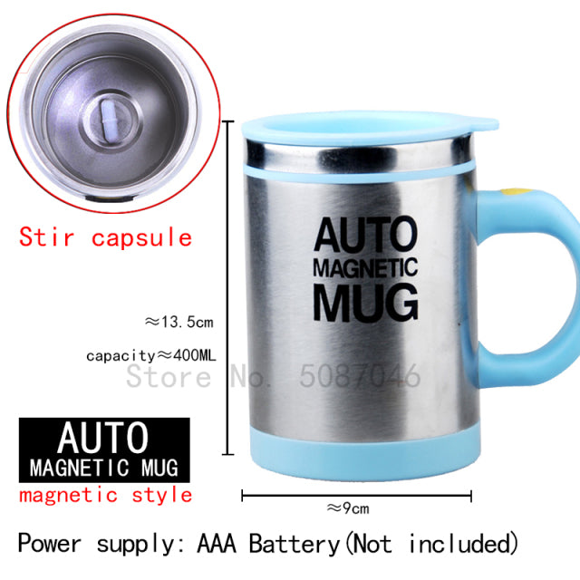 Nueva taza magnética autoagitadora automática, creativa taza mezcladora de café y leche de acero inoxidable, batidora inteligente perezosa, taza térmica