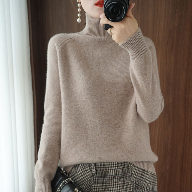 Turtleneck Pullover Fall/winter 2021 Cashmere Sweater Women Pure Color Casual Long-sleeved Loose Pullover Bottoming Women&