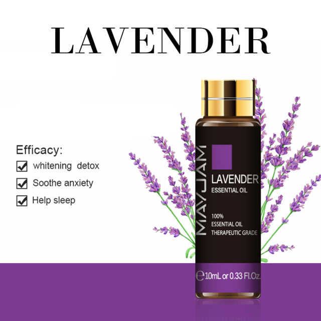 10ML Lavender Essential Oil Diffuser Pure Essential Oils Rose Eucalyptus Jasmine Vanilla Mint Sandalwood Tea Tree Aroma Oil
