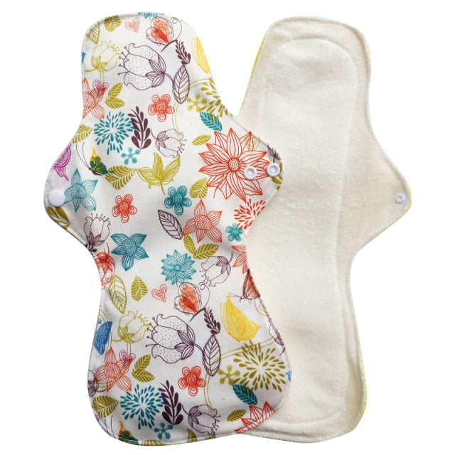 Almohadillas menstruales reutilizables Lecy Eco Life para flujo pesado, 1 pieza, 13 ", uso nocturno con estampado de flamencos, almohadillas de tela transpirables de gran tamaño para mujer