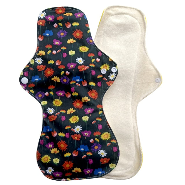 Almohadillas menstruales reutilizables Lecy Eco Life para flujo pesado, 1 pieza, 13 ", uso nocturno con estampado de flamencos, almohadillas de tela transpirables de gran tamaño para mujer