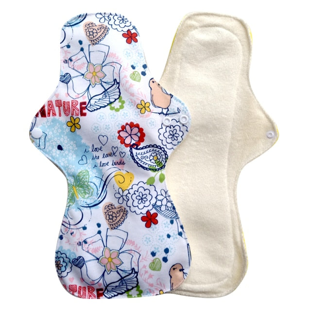 Lecy Eco Life reusable menstrual pads for heavy flow 1pc 13&quot; Flamingo printed night use, large size breathable women cloth pads