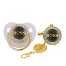 Letter Print Baby Pacifier with Chain Clip Newborn BPA Free Luxury Bling Pacifier Silicone Dummy Soother Chupeta 0-18 Months