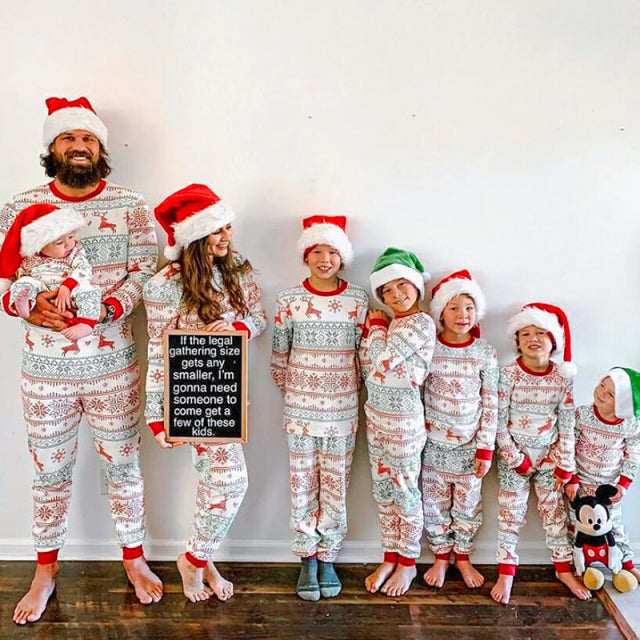 Passendes Pyjama-Set für die Familie, Weihnachten, Mutter, Vater, Kinderkleidung, Familienlook, Outfit, Baby-Strampler, Reh, Mama und ich, Pyjama