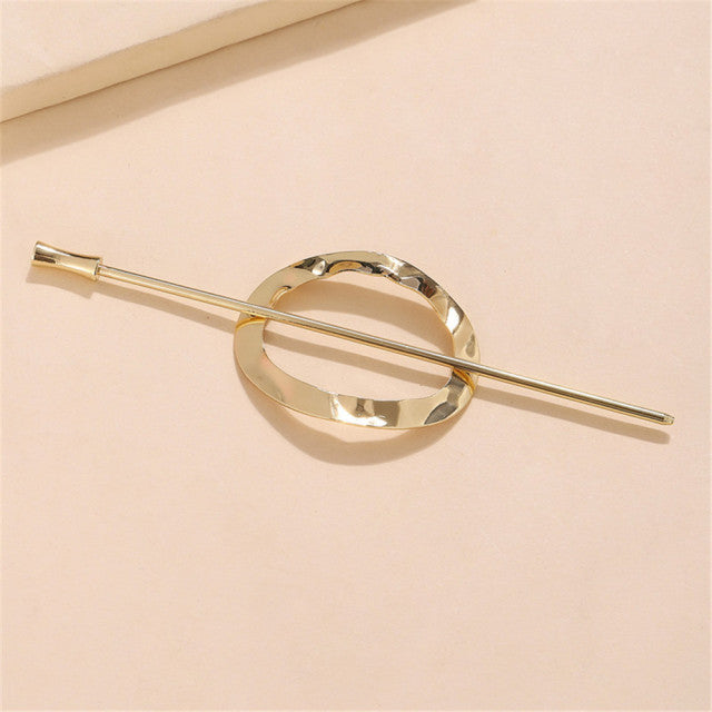 2021 Gold Silber Farbe Metall Geometrische Runde Quadrat Hohl Abnehmbare Top Clip Hair Sticks Headwear Zubehör für Frauen