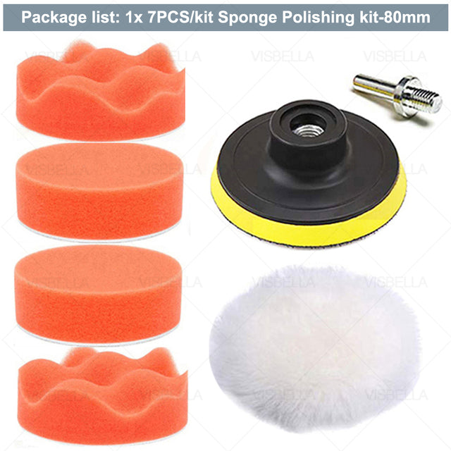 26/12/7/3Pcs 3&quot; Car Polishing Disc Buffing Sponge Polishing Pad Wax Wool Wheel Headlights Repair for Polisher Drill Adapter M10