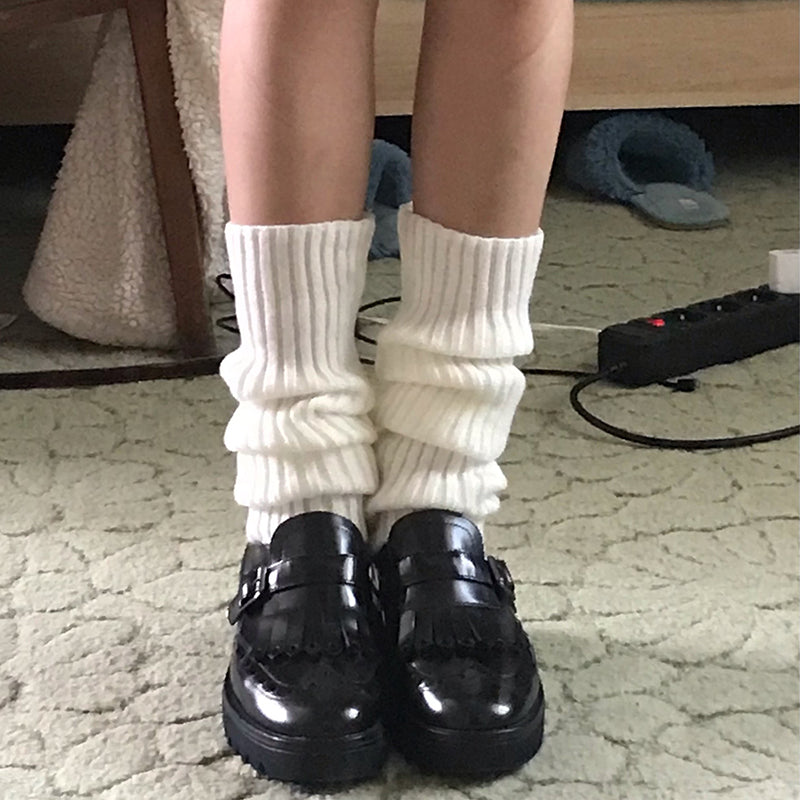 Nuevo japonés Lolita dulce chica calentador de piernas calcetines de punto bola de lana de punto cubierta de pie Cosplay mujeres Otoño Invierno montón calcetines