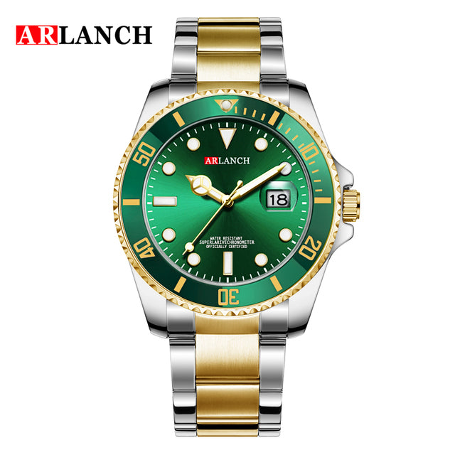 2022 nuevo fantasma de agua de acero inoxidable de la mejor marca de lujo Submariner Sport impermeable diseño clásico hombres reloj de cuarzo de moda verde