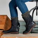 Botas de invierno a media pantorrilla para Mujer, Zapatos de invierno aterciopelados, Botas de nieve a la moda para Mujer, Zapatos hasta el muslo, Botas cálidas de gamuza, Zapatos De Mujer