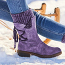 Botas de invierno a media pantorrilla para Mujer, Zapatos de invierno aterciopelados, Botas de nieve a la moda para Mujer, Zapatos hasta el muslo, Botas cálidas de gamuza, Zapatos De Mujer