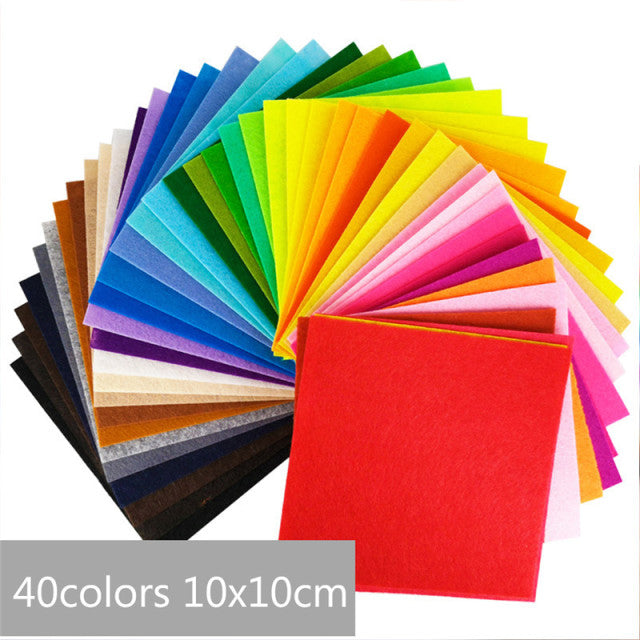 40Pcs Nonwoven Needlework Felt Fabric 10x10cm Patchwork Cloth Bundle for Kids Scrapbooking Doll Sewing Crafts DIY Quilting Sheet