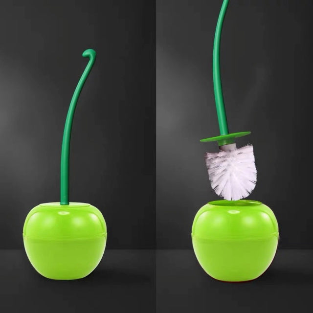 Creative Lovely Cherry Shape Lavatory Brush Toilet Brush &amp; Holder Set Red Toilet brush toilet holder bathroom accessories