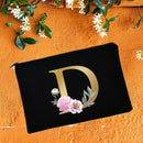 Bolsas de maquillaje para dama de honor, estuche de cosméticos con estampado de alfabeto Floral, neceser de maquillaje para fiesta nupcial, bolso de mano para mujer, regalos de boda
