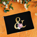 Bolsas de maquillaje para dama de honor, estuche de cosméticos con estampado de alfabeto Floral, neceser de maquillaje para fiesta nupcial, bolso de mano para mujer, regalos de boda
