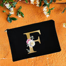 Bolsas de maquillaje para dama de honor, estuche de cosméticos con estampado de alfabeto Floral, neceser de maquillaje para fiesta nupcial, bolso de mano para mujer, regalos de boda