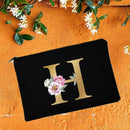 Bolsas de maquillaje para dama de honor, estuche de cosméticos con estampado de alfabeto Floral, neceser de maquillaje para fiesta nupcial, bolso de mano para mujer, regalos de boda