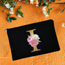 Bolsas de maquillaje para dama de honor, estuche de cosméticos con estampado de alfabeto Floral, neceser de maquillaje para fiesta nupcial, bolso de mano para mujer, regalos de boda