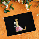 Bolsas de maquillaje para dama de honor, estuche de cosméticos con estampado de alfabeto Floral, neceser de maquillaje para fiesta nupcial, bolso de mano para mujer, regalos de boda