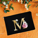Bolsas de maquillaje para dama de honor, estuche de cosméticos con estampado de alfabeto Floral, neceser de maquillaje para fiesta nupcial, bolso de mano para mujer, regalos de boda