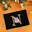 Bolsas de maquillaje para dama de honor, estuche de cosméticos con estampado de alfabeto Floral, neceser de maquillaje para fiesta nupcial, bolso de mano para mujer, regalos de boda