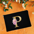 Bolsas de maquillaje para dama de honor, estuche de cosméticos con estampado de alfabeto Floral, neceser de maquillaje para fiesta nupcial, bolso de mano para mujer, regalos de boda