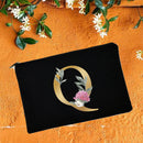 Bolsas de maquillaje para dama de honor, estuche de cosméticos con estampado de alfabeto Floral, neceser de maquillaje para fiesta nupcial, bolso de mano para mujer, regalos de boda