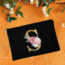 Bolsas de maquillaje para dama de honor, estuche de cosméticos con estampado de alfabeto Floral, neceser de maquillaje para fiesta nupcial, bolso de mano para mujer, regalos de boda