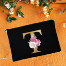 Bolsas de maquillaje para dama de honor, estuche de cosméticos con estampado de alfabeto Floral, neceser de maquillaje para fiesta nupcial, bolso de mano para mujer, regalos de boda