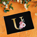 Bolsas de maquillaje para dama de honor, estuche de cosméticos con estampado de alfabeto Floral, neceser de maquillaje para fiesta nupcial, bolso de mano para mujer, regalos de boda