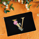 Bolsas de maquillaje para dama de honor, estuche de cosméticos con estampado de alfabeto Floral, neceser de maquillaje para fiesta nupcial, bolso de mano para mujer, regalos de boda