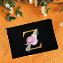 Bolsas de maquillaje para dama de honor, estuche de cosméticos con estampado de alfabeto Floral, neceser de maquillaje para fiesta nupcial, bolso de mano para mujer, regalos de boda