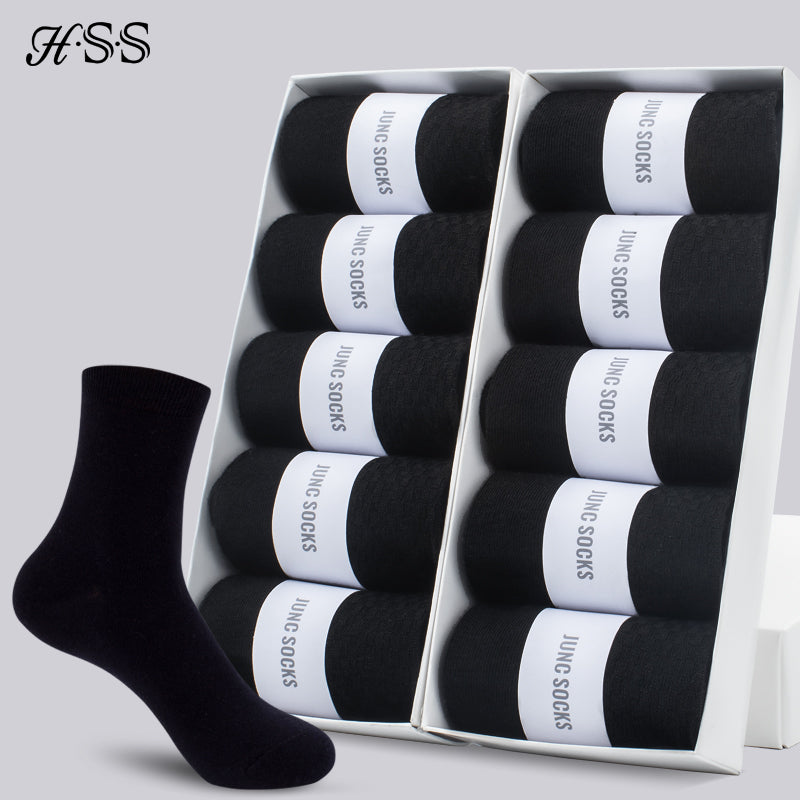 Marca HSS, calcetines de algodón para hombre, nuevo estilo, calcetines negros de negocios para hombre, calcetines suaves transpirables de verano e invierno para hombre, calcetines de talla grande (6,5-14)