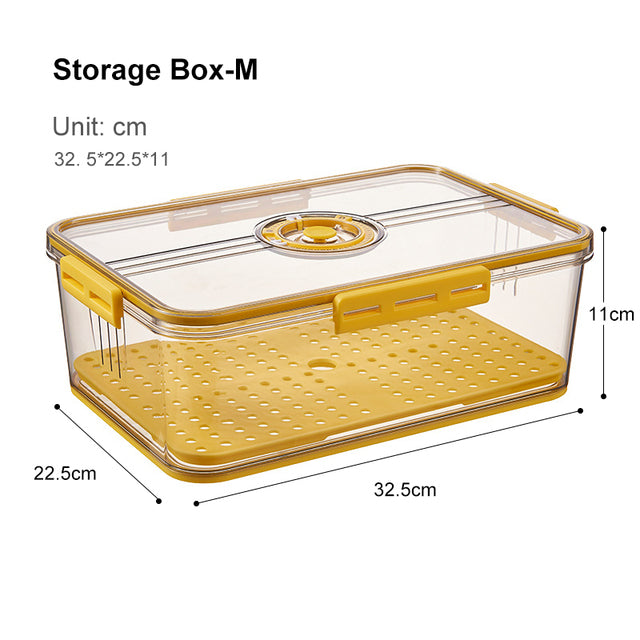 Refrigerator Storage Box Kitchen Storage Container Food Grade PET Plastic Transparent Thickened Timekeeping Frozen Organizer Box