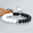 Trendy White Men Beads Bracelet Handmade Natural Tiger Eye Lava Stone Onyx Strand Adjustable Bracelets Women Yoga Energy Jewelry