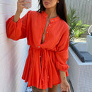 High Fashion Elegant Commuting V-neck Dress Sexy Sweet Solid Color Ruffle Dress Office Ladies Elegant Straight Long Sleeve Dress