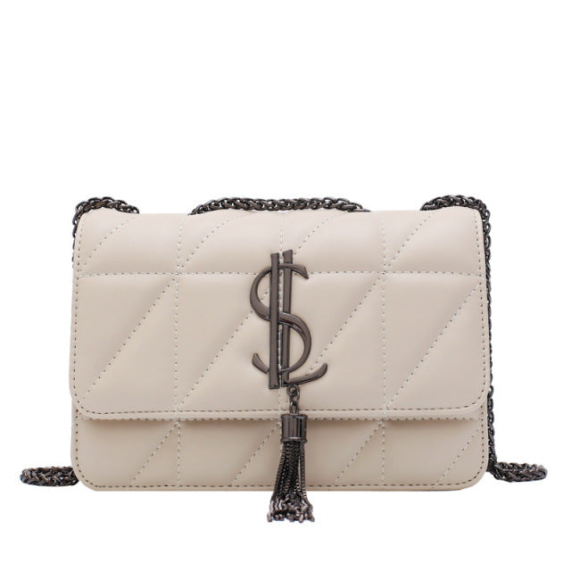 Luxury Brand Handbag Fashion Simple Tassel Square bag Quality PU Leather Women&