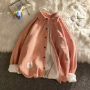 Privathinker, camisas de manga larga de pana para hombre, camisa coreana de otoño, camisa de gran tamaño informal a la moda para mujer, ropa estampada