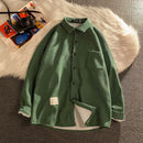 Privathinker, camisas de manga larga de pana para hombre, camisa coreana de otoño, camisa de gran tamaño informal a la moda para mujer, ropa estampada