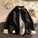 Privathinker, camisas de manga larga de pana para hombre, camisa coreana de otoño, camisa de gran tamaño informal a la moda para mujer, ropa estampada