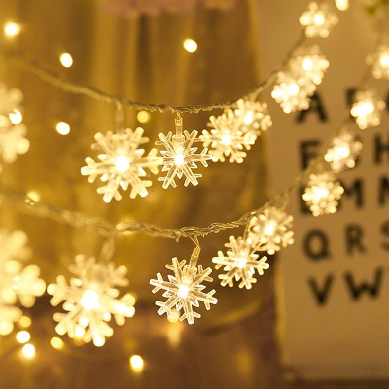 Schneeflocken-LED-Licht-Weihnachtsdekor für zu Hause hängende Girlanden-Weihnachtsschmuck-Weihnachtsbaum-Dekoration Noel Navidad 2021 Neujahr 2022